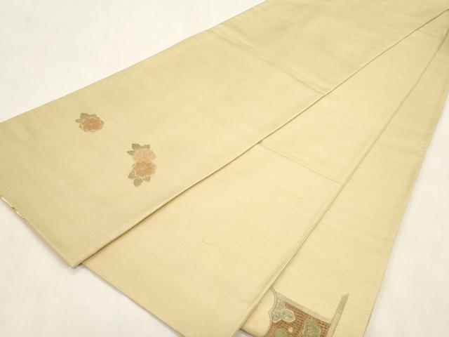 平和屋着物●中国三大刺繍　スワトウ刺繍　相良刺繍　総刺繍　太鼓柄袋帯　紬地　横段花文　正絹　逸品　未使用　CABG9333dy