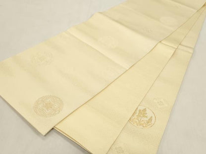 平和屋着物●六通柄袋帯　正倉院花文　金糸　正絹　逸品　未使用　CABG9358dy