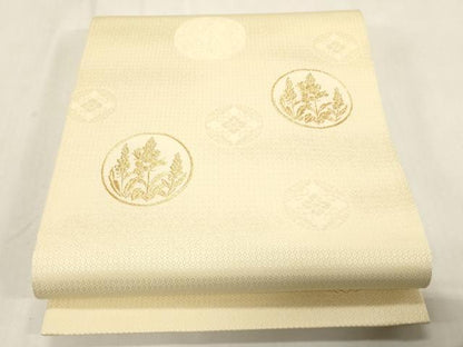 平和屋着物●六通柄袋帯　正倉院花文　金糸　正絹　逸品　未使用　CABG9358dy