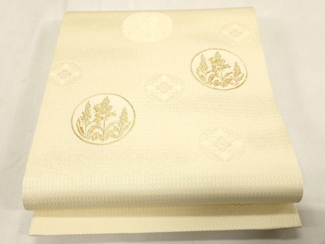 平和屋着物●六通柄袋帯　正倉院花文　金糸　正絹　逸品　未使用　CABG9358dy
