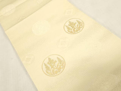 平和屋着物●六通柄袋帯　正倉院花文　金糸　正絹　逸品　未使用　CABG9358dy