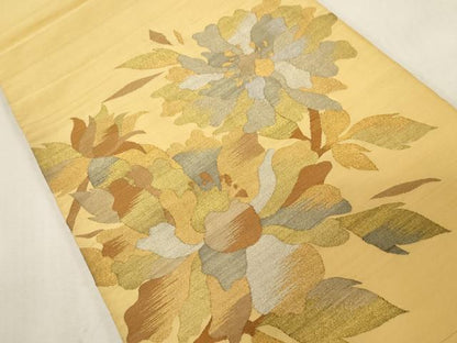平和屋着物●爪掻き本綴れ　太鼓柄袋帯　草花文　金銀糸　正絹　逸品　CABG9360dy
