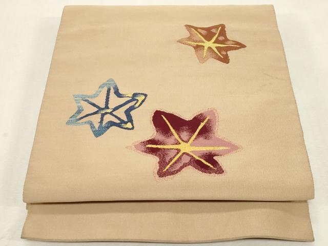 平和屋着物●爪掻き本綴れ　八寸名古屋帯　舞葉文　金糸　正絹　逸品　CABG9362dy