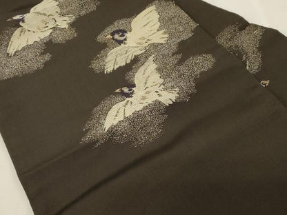 平和屋着物●アンティーク　大正ロマン　九寸名古屋帯　飛鳥文　金銀糸　正絹　逸品　CABG9364dy