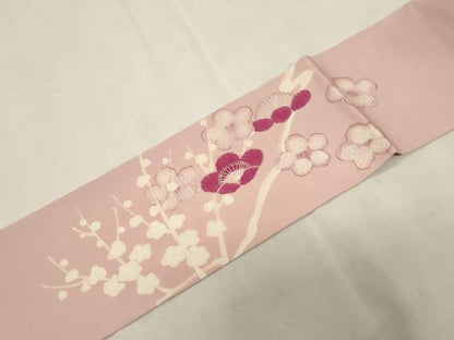 平和屋着物●塩瀬　九寸名古屋帯　作家物　ろうけつ染め　枝梅文　金彩　正絹　逸品　CABG9365dy