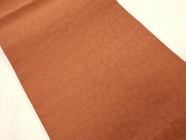 平和屋着物●綴れ　八寸名古屋帯　花尽し文　柿茶色　正絹　逸品　CABG9370dy