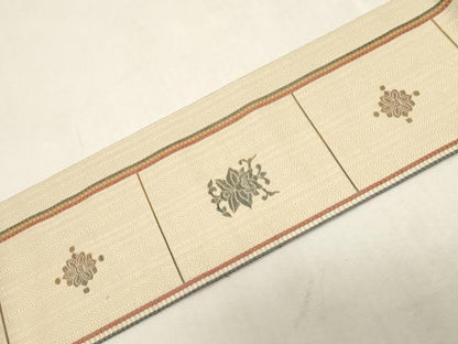 平和屋着物●本場筑前博多織　八寸名古屋帯　花鳥文　名古屋仕立て　正絹　逸品　CABG9372dy
