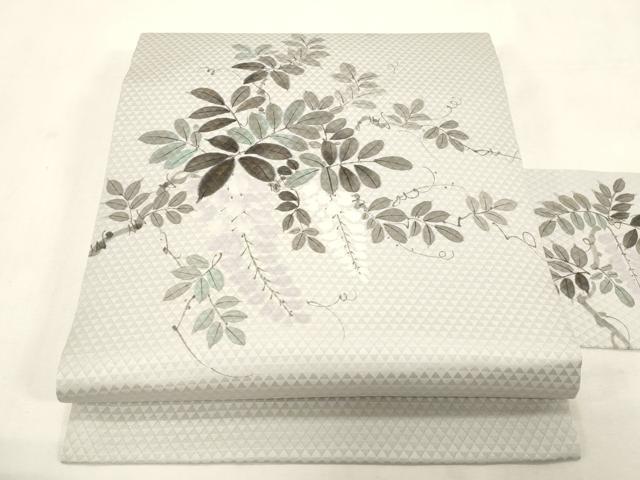 平和屋着物●京伝統工芸作家　阿都武　九寸名古屋帯　手描き　草花文　金彩　正絹　逸品　CABG9379dy