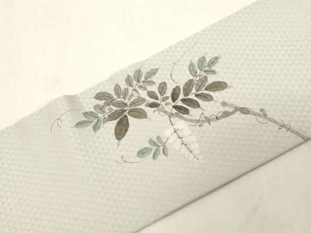 平和屋着物●京伝統工芸作家　阿都武　九寸名古屋帯　手描き　草花文　金彩　正絹　逸品　CABG9379dy