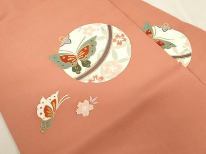 平和屋着物●塩瀬　九寸名古屋帯　駒刺繍　花蝶文　金彩　正絹　逸品　CABG9385dy
