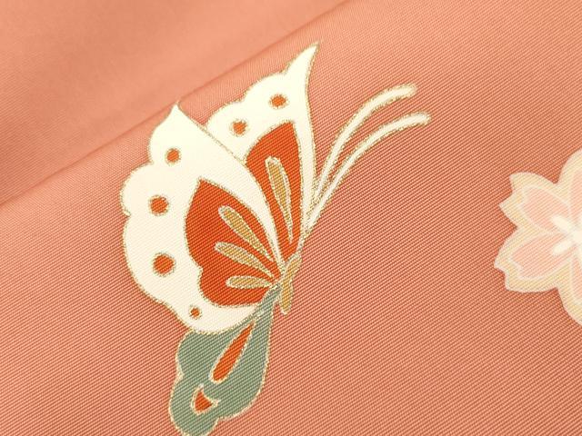 平和屋着物●塩瀬　九寸名古屋帯　駒刺繍　花蝶文　金彩　正絹　逸品　CABG9385dy
