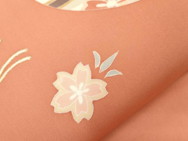 平和屋着物●塩瀬　九寸名古屋帯　駒刺繍　花蝶文　金彩　正絹　逸品　CABG9385dy