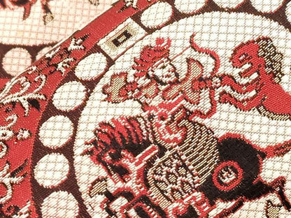 平和屋着物●本場筑前博多織　八寸名古屋帯　狩猟丸文　金銀糸　名古屋仕立て　正絹　逸品　未使用　CABG9390dy
