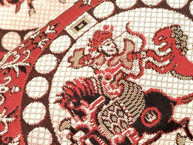 平和屋着物●本場筑前博多織　八寸名古屋帯　狩猟丸文　金銀糸　名古屋仕立て　正絹　逸品　未使用　CABG9390dy