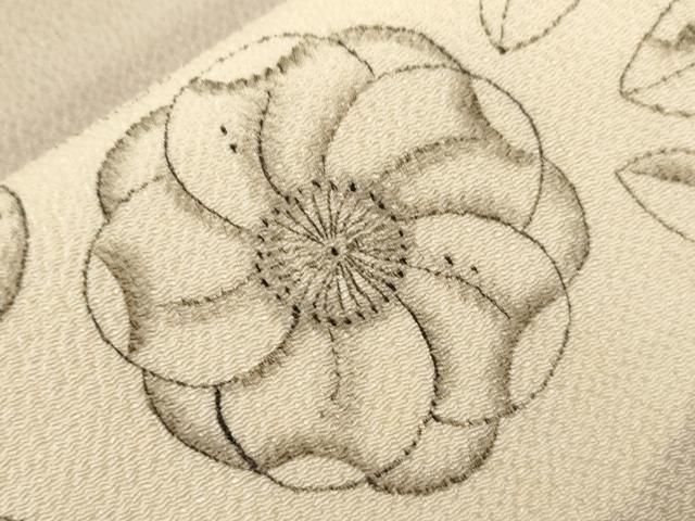 平和屋着物●九寸名古屋帯　作家物　辻が花　鬼しぼ縮緬　正絹　逸品　CABG9392dy