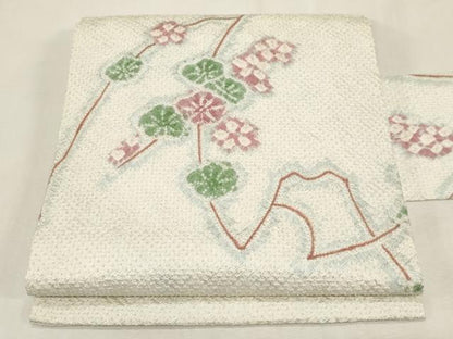 平和屋着物●名門　藤娘きぬたや・総絞り　九寸名古屋帯　草花文　正絹　逸品　CABG9395dy