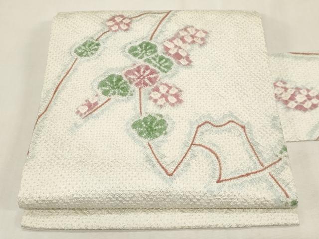 平和屋着物●名門　藤娘きぬたや・総絞り　九寸名古屋帯　草花文　正絹　逸品　CABG9395dy
