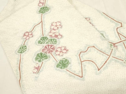 平和屋着物●名門　藤娘きぬたや・総絞り　九寸名古屋帯　草花文　正絹　逸品　CABG9395dy