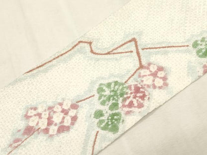 平和屋着物●名門　藤娘きぬたや・総絞り　九寸名古屋帯　草花文　正絹　逸品　CABG9395dy