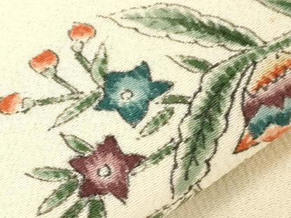平和屋着物●九寸名古屋帯　手描き　更紗花文　正絹　逸品　CABG9397dy