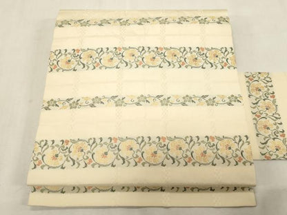 平和屋着物●九寸名古屋帯　横段草花文　正絹　逸品　CABG9398dy