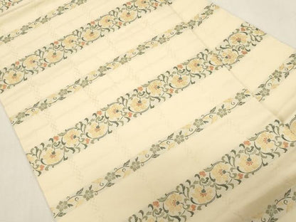 平和屋着物●九寸名古屋帯　横段草花文　正絹　逸品　CABG9398dy