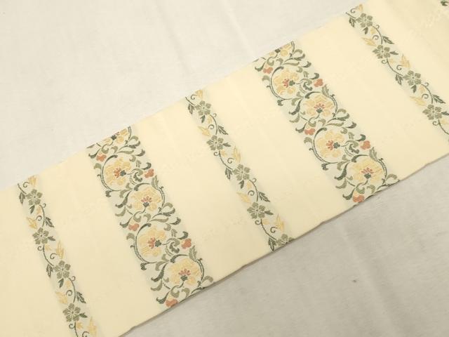 平和屋着物●九寸名古屋帯　横段草花文　正絹　逸品　CABG9398dy