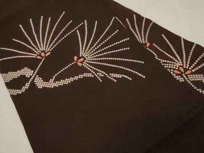 平和屋着物●塩瀬　九寸名古屋帯　松葉文　正絹　逸品　CABG9401dy