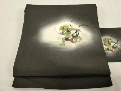 平和屋着物●九寸名古屋帯　風神　金彩　鬼しぼ縮緬　正絹　逸品　CABG9403dy