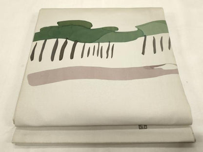 平和屋着物●日展染色作家　高久空木　ろうけつ染　塩瀬　九寸開き名古屋帯　幾何学文　正絹　逸品　CABG9409dy