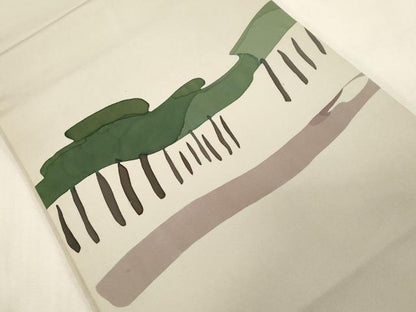 平和屋着物●日展染色作家　高久空木　ろうけつ染　塩瀬　九寸開き名古屋帯　幾何学文　正絹　逸品　CABG9409dy