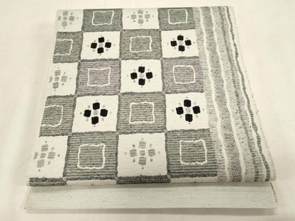 平和屋着物●八寸名古屋帯　紬地　モール　格子柄　正絹　逸品　CABG9419dy