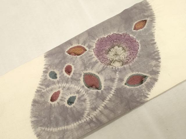 平和屋着物●九寸名古屋帯　紬地　更紗文　正絹　逸品　CABG9421dy