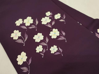 平和屋着物●塩瀬　九寸名古屋帯　ろうけつ染め　草花文　正絹　逸品　CABG9426dy