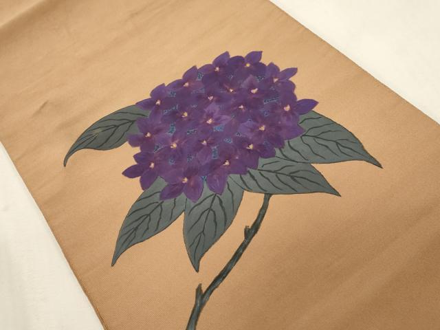 平和屋着物●爪掻き本綴れ　八寸名古屋帯　手描き　紫陽花　正絹　逸品　CABG9427dy
