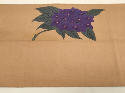 平和屋着物●爪掻き本綴れ　八寸名古屋帯　手描き　紫陽花　正絹　逸品　CABG9427dy