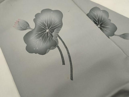 平和屋着物●塩瀬　九寸名古屋帯　ろうけつ染め　蓮　正絹　逸品　CABG9428dy