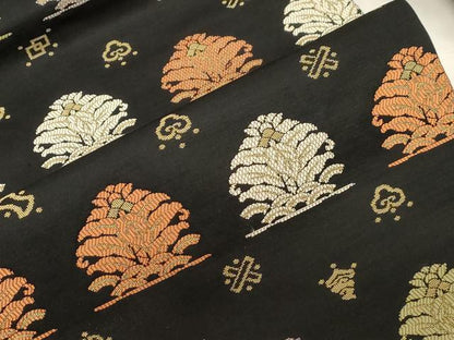 平和屋着物●九寸名古屋帯　名物裂　黒地　金糸　正絹　逸品　CABG9429dy