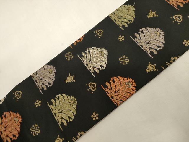平和屋着物●九寸名古屋帯　名物裂　黒地　金糸　正絹　逸品　CABG9429dy