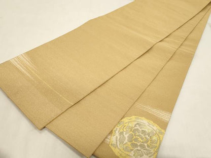 平和屋着物●爪掻き本綴れ　太鼓柄袋帯　花丸文　金銀糸　正絹　逸品　CABG9432dy