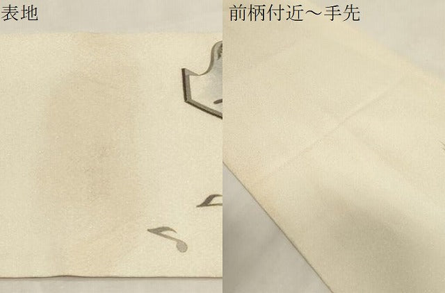 平和屋着物●九寸開き名古屋帯　楽器文　銀通し地　正絹　逸品　CABG9442dy