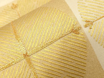 平和屋着物●西陣　川島織物　太鼓柄袋帯　駒刺繍　格子柄　金彩　正絹　逸品　CABG9444dy
