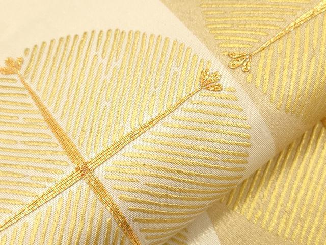 平和屋着物●西陣　川島織物　太鼓柄袋帯　駒刺繍　格子柄　金彩　正絹　逸品　CABG9444dy