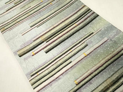 平和屋着物●博多織　鵬翔 　全通柄　京袋帯　纐纈　横段文　金彩　正絹　逸品　未使用　CABG9446dy