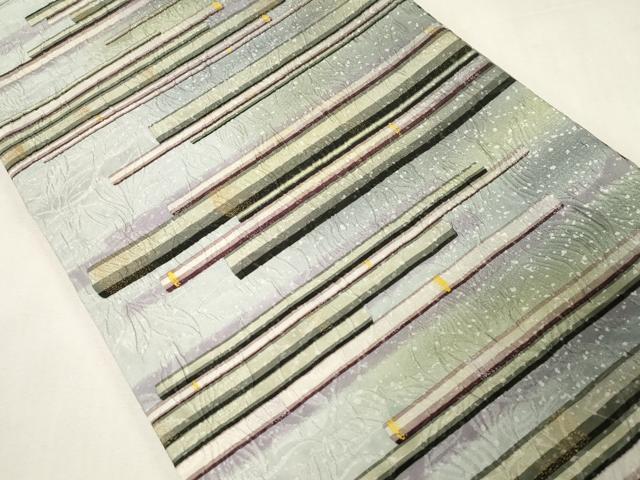 平和屋着物●博多織　鵬翔 　全通柄　京袋帯　纐纈　横段文　金彩　正絹　逸品　未使用　CABG9446dy
