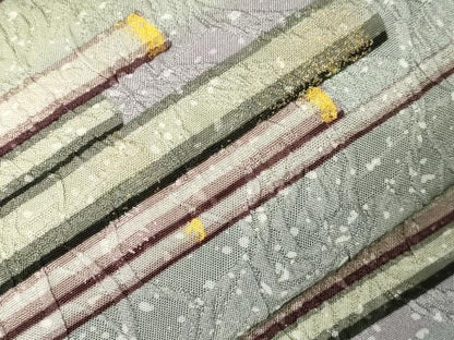 平和屋着物●博多織　鵬翔 　全通柄　京袋帯　纐纈　横段文　金彩　正絹　逸品　未使用　CABG9446dy