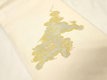 平和屋着物●爪掻き本綴れ　太鼓柄袋帯　唐獅子　金銀糸　正絹　逸品　CABG9455dy