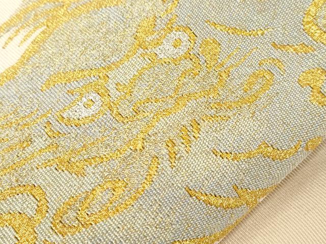 平和屋着物●爪掻き本綴れ　太鼓柄袋帯　唐獅子　金銀糸　正絹　逸品　CABG9455dy
