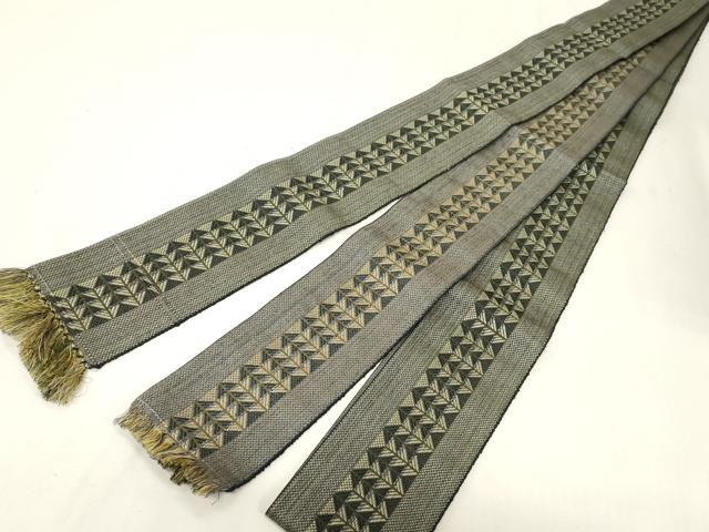 平和屋着物●男性　本場筑前博多織　角帯　幾何学間道　正絹　逸品　CABG9461dy