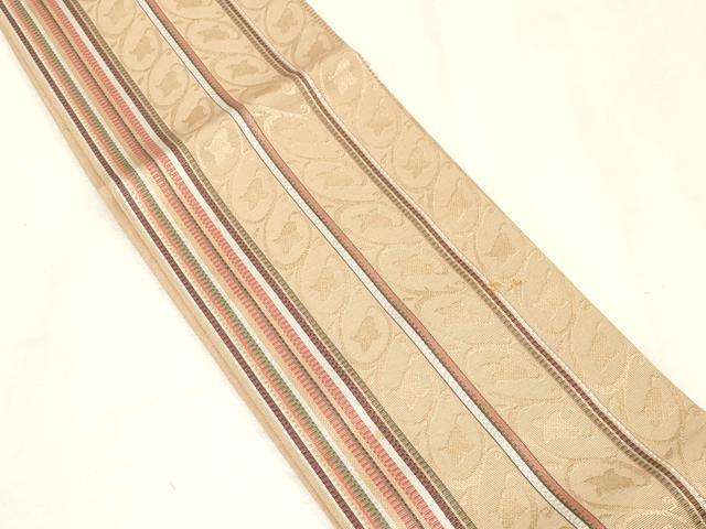平和屋着物●本場筑前博多織　半幅帯　花唐草文　正絹　逸品　CABG9468dy